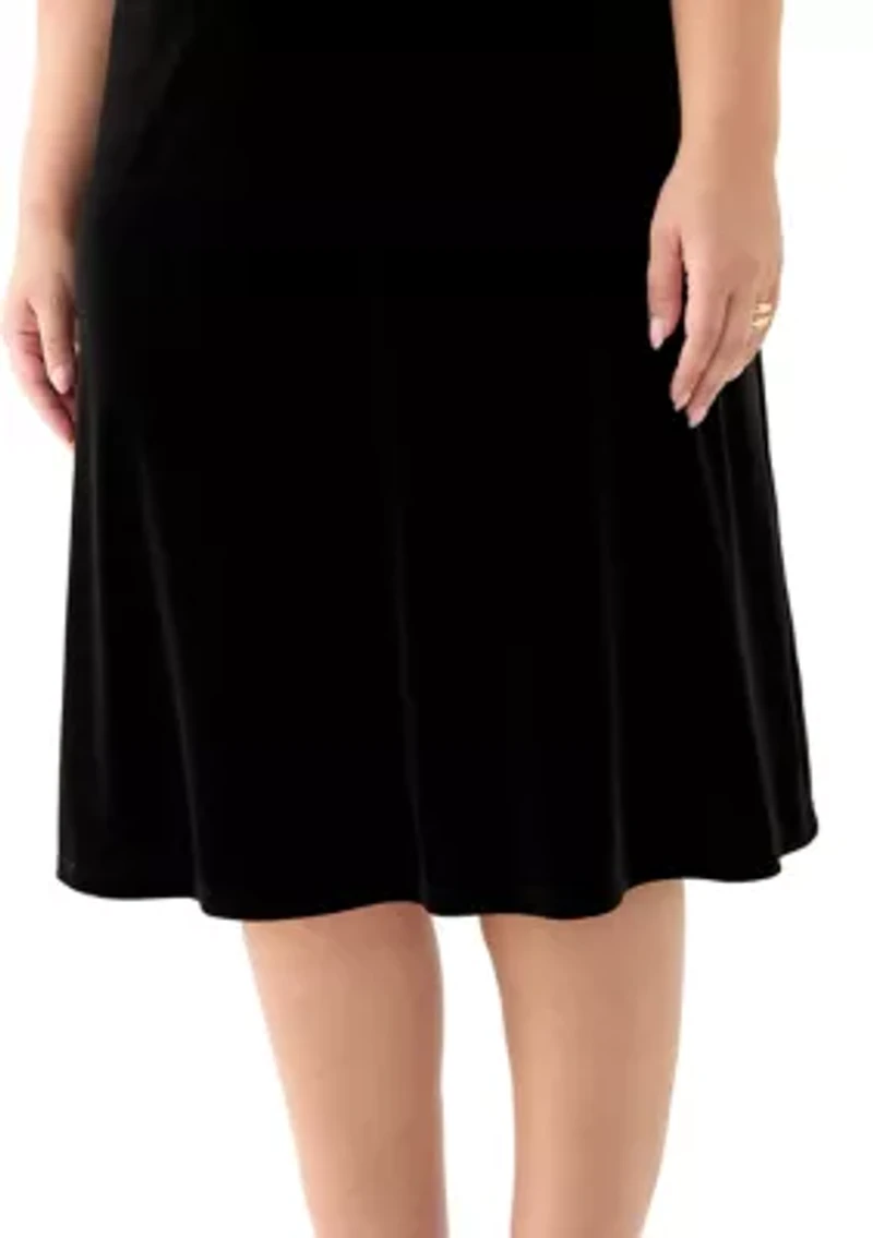 Plus Velvet Pull On Midi Skirt