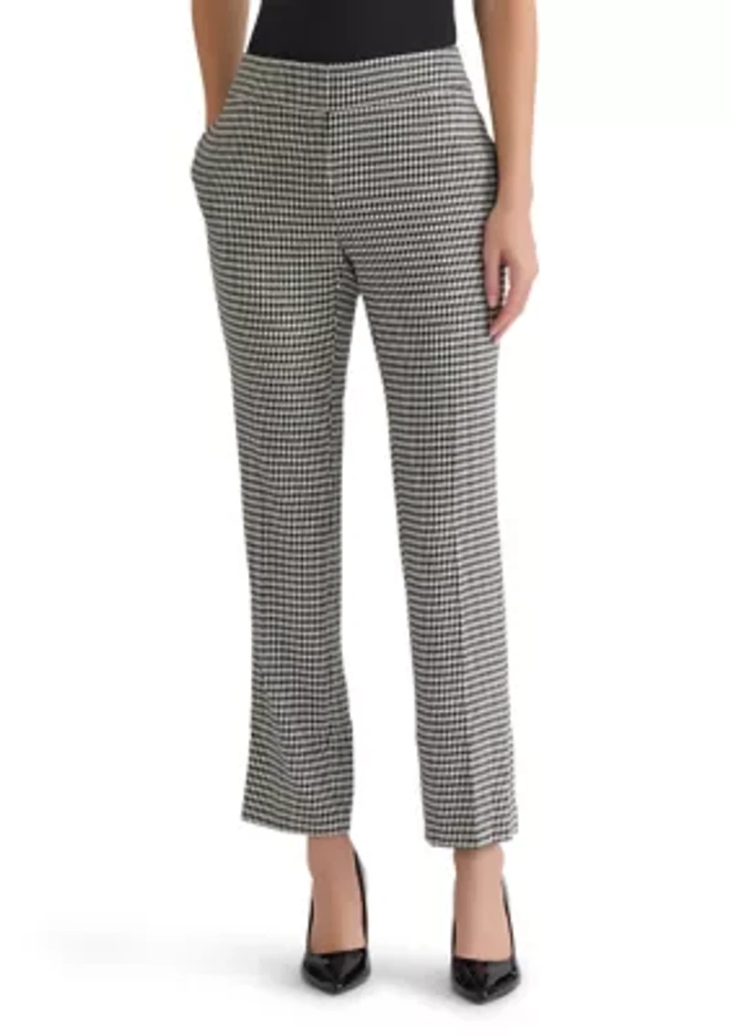 Petite Houndstooth Slim Leg Pants