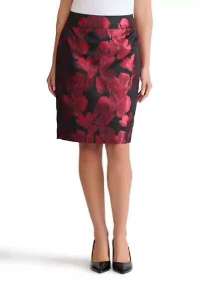 Petite Floral Jacquard Slim Skirt