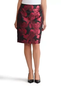 Petite Floral Jacquard Slim Skirt