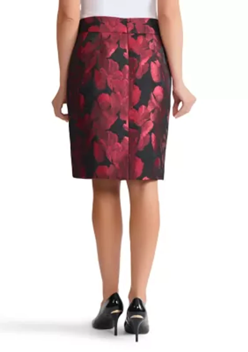 Petite Floral Jacquard Slim Skirt