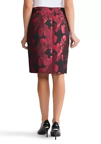 Petite Floral Jacquard Slim Skirt