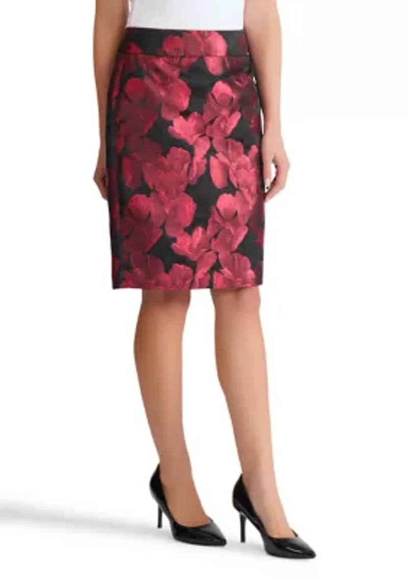 Petite Floral Jacquard Slim Skirt