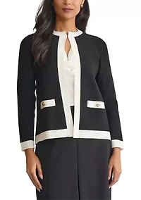 Women's Waffle Stitch Framed Cardigan