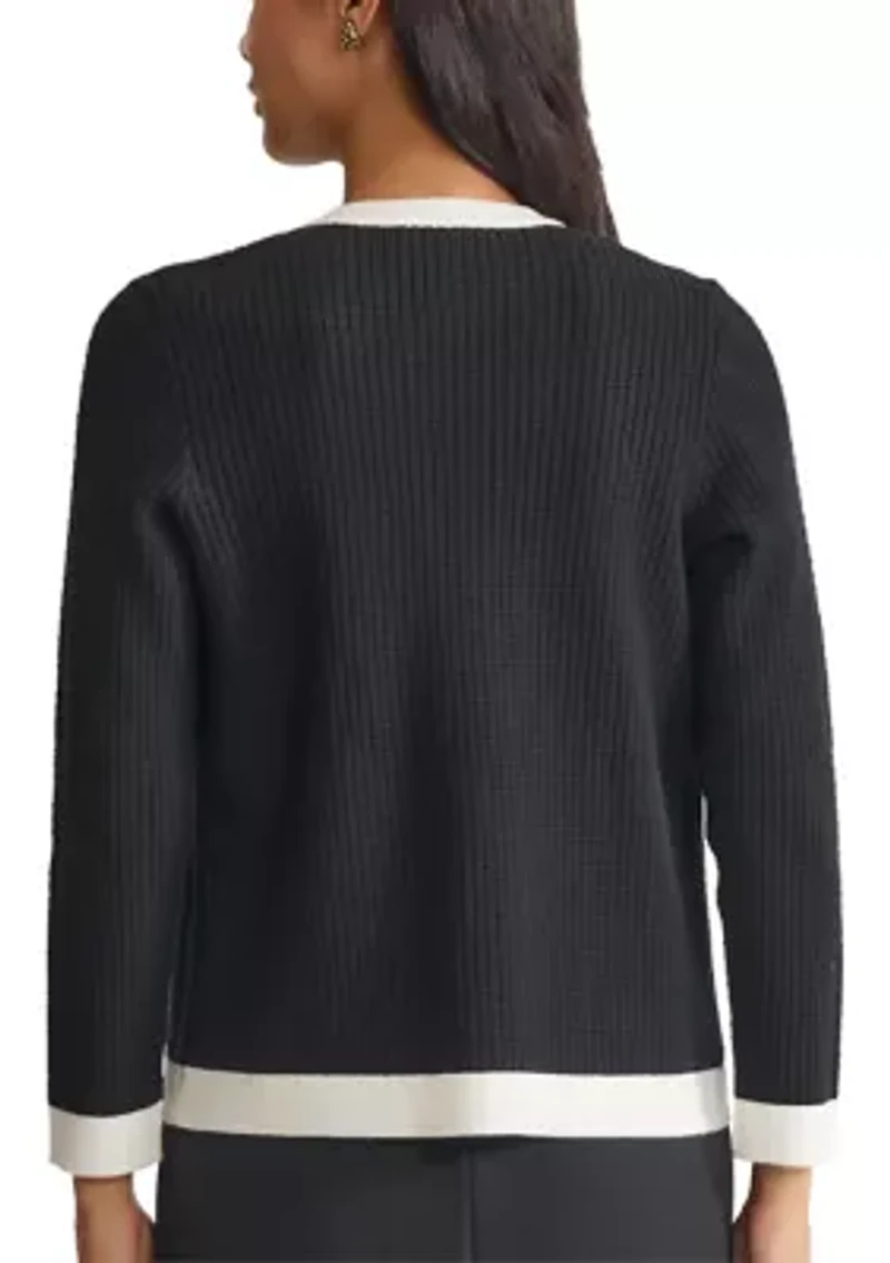 Women's Waffle Stitch Framed Cardigan