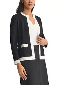 Women's Waffle Stitch Framed Cardigan