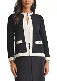 Petite Waffle Stitch Framed Cardigan