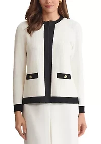 Petite Waffle Stitch Framed Cardigan