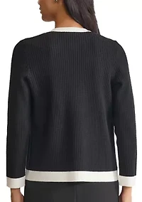 Petite Waffle Stitch Framed Cardigan