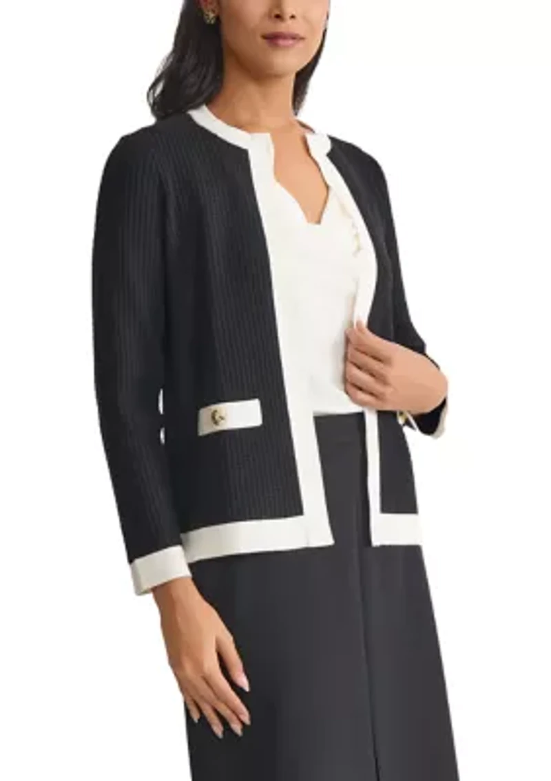 Petite Waffle Stitch Framed Cardigan