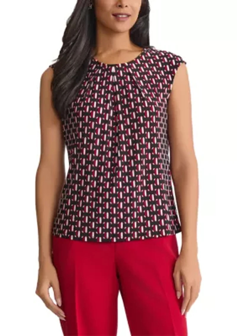 Women's Geo Print Extend Shoulder Knit Top