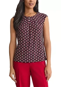 Women's Geo Print Extend Shoulder Knit Top