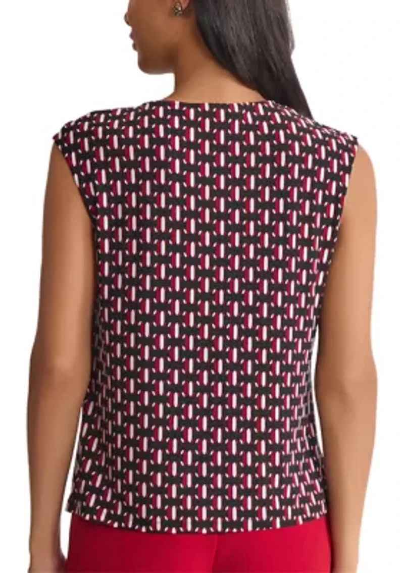 Women's Geo Print Extend Shoulder Knit Top