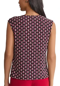 Women's Geo Print Extend Shoulder Knit Top