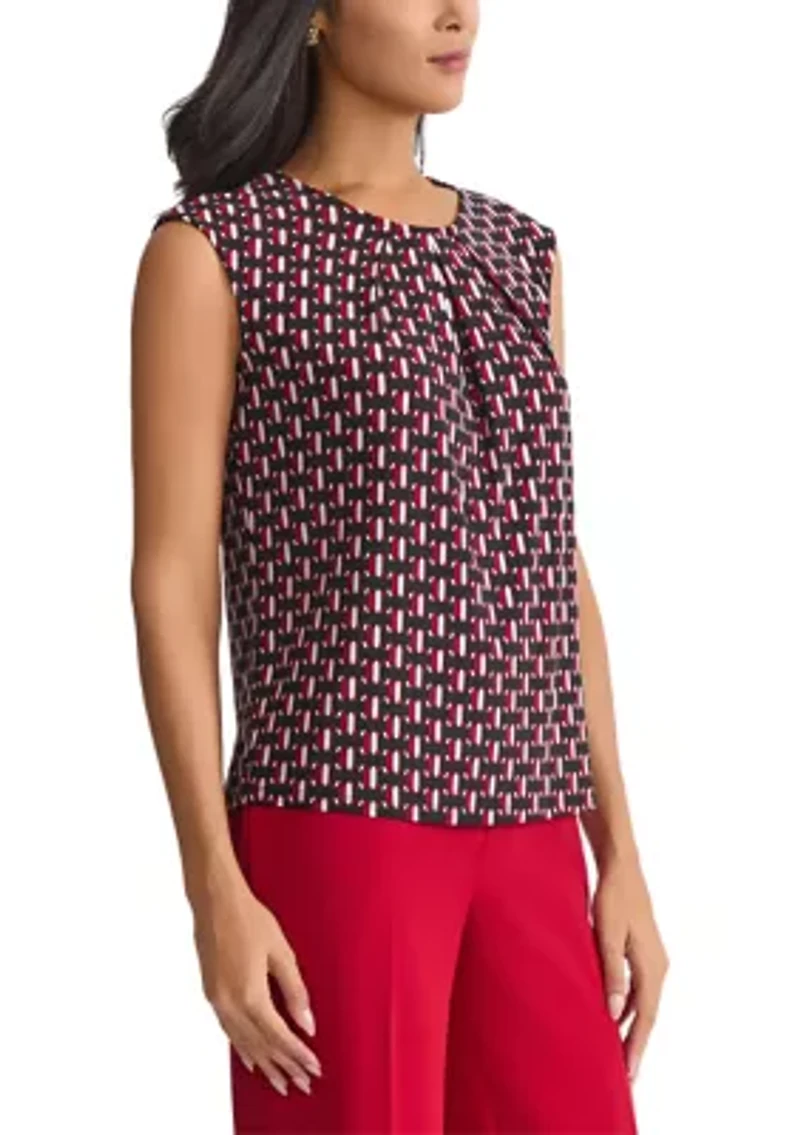 Women's Geo Print Extend Shoulder Knit Top