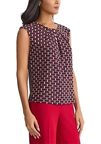 Women's Geo Print Extend Shoulder Knit Top