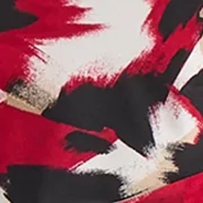 Women's Brushstroke Print Ruffle Sleeve Knit Dress