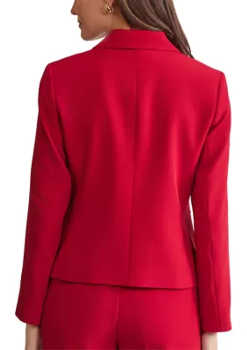 Women's Stretch Crepe Three Button Jacket with Patch Pockets