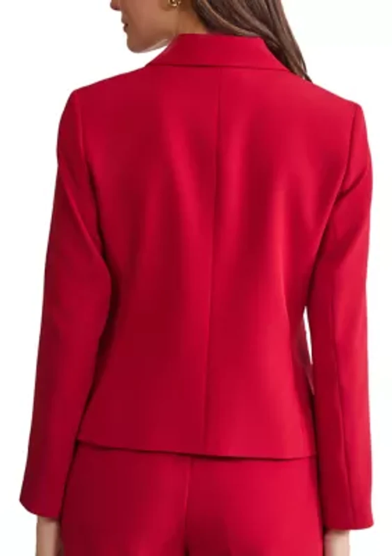 Petite Stretch Crepe Three Button Jacket with Patch Pockets