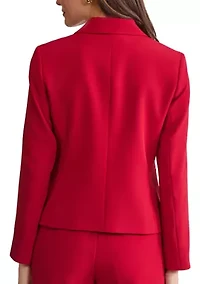 Petite Stretch Crepe Three Button Jacket with Patch Pockets
