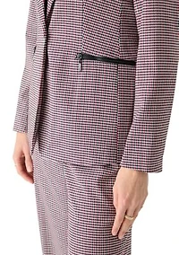 Women's Houndstooth One Button Jacket with Zip Pockets