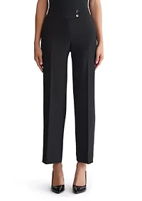 Petite Stretch Crepe Extend Tab Wide Leg Pants