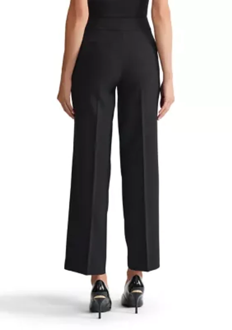 Petite Stretch Crepe Extend Tab Wide Leg Pants
