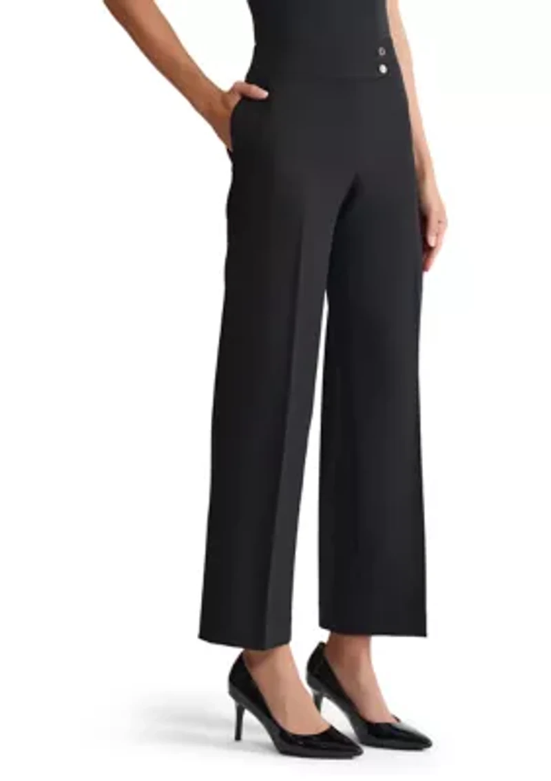 Petite Stretch Crepe Extend Tab Wide Leg Pants