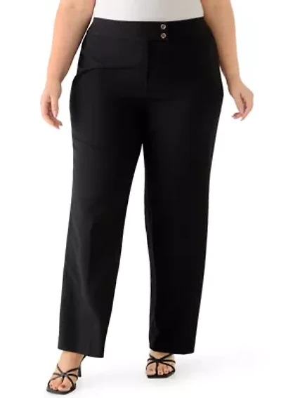 Plus Stretch Crepe Extend Tab Wide Leg Pants