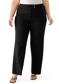 Plus Stretch Crepe Extend Tab Wide Leg Pants