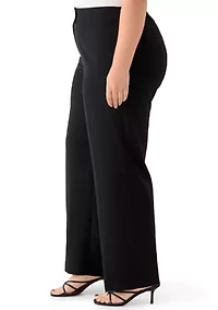Plus Stretch Crepe Extend Tab Wide Leg Pants