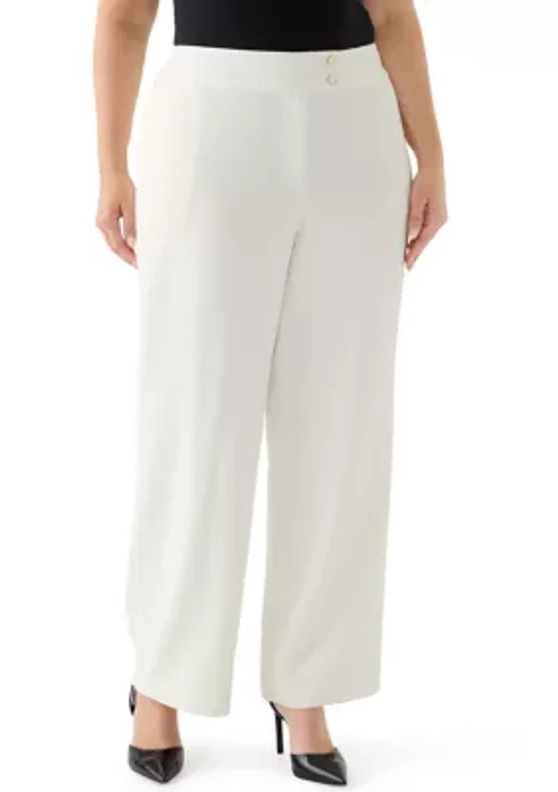 Plus Stretch Crepe Extend Tab Wide Leg Pants