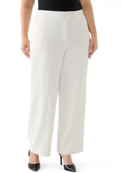 Plus Stretch Crepe Extend Tab Wide Leg Pants