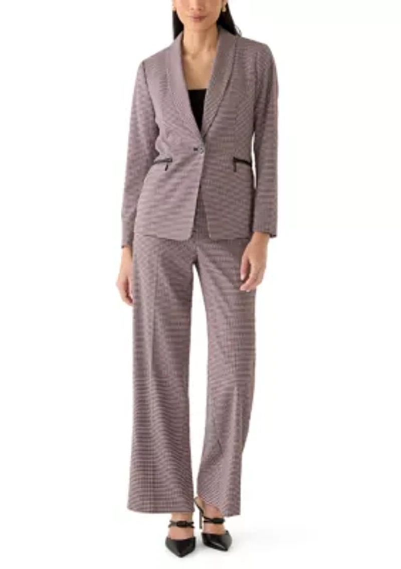 Petite Houndstooth Wide Leg Pants