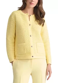 Women's Textured Stitch Button Up Cardigan