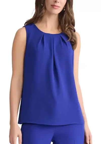 Women's Sleeveless Pleated Neck Blouse