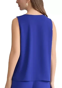 Women's Sleeveless Pleated Neck Blouse