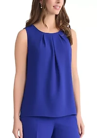 Women's Sleeveless Pleated Neck Blouse