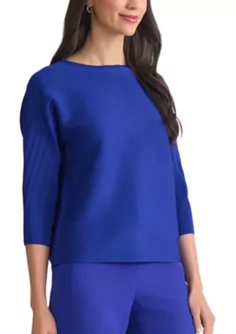 Women's Boat Neck Multi Stitch Dolman Sleeve Sweater