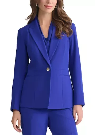 Women's Stretch Crepe 1 Button Peplum Jacket