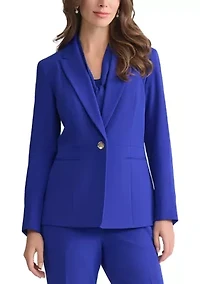 Women's Stretch Crepe 1 Button Peplum Jacket