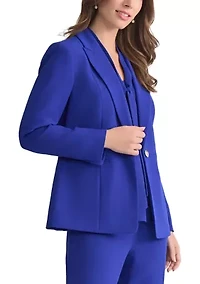 Women's Stretch Crepe 1 Button Peplum Jacket