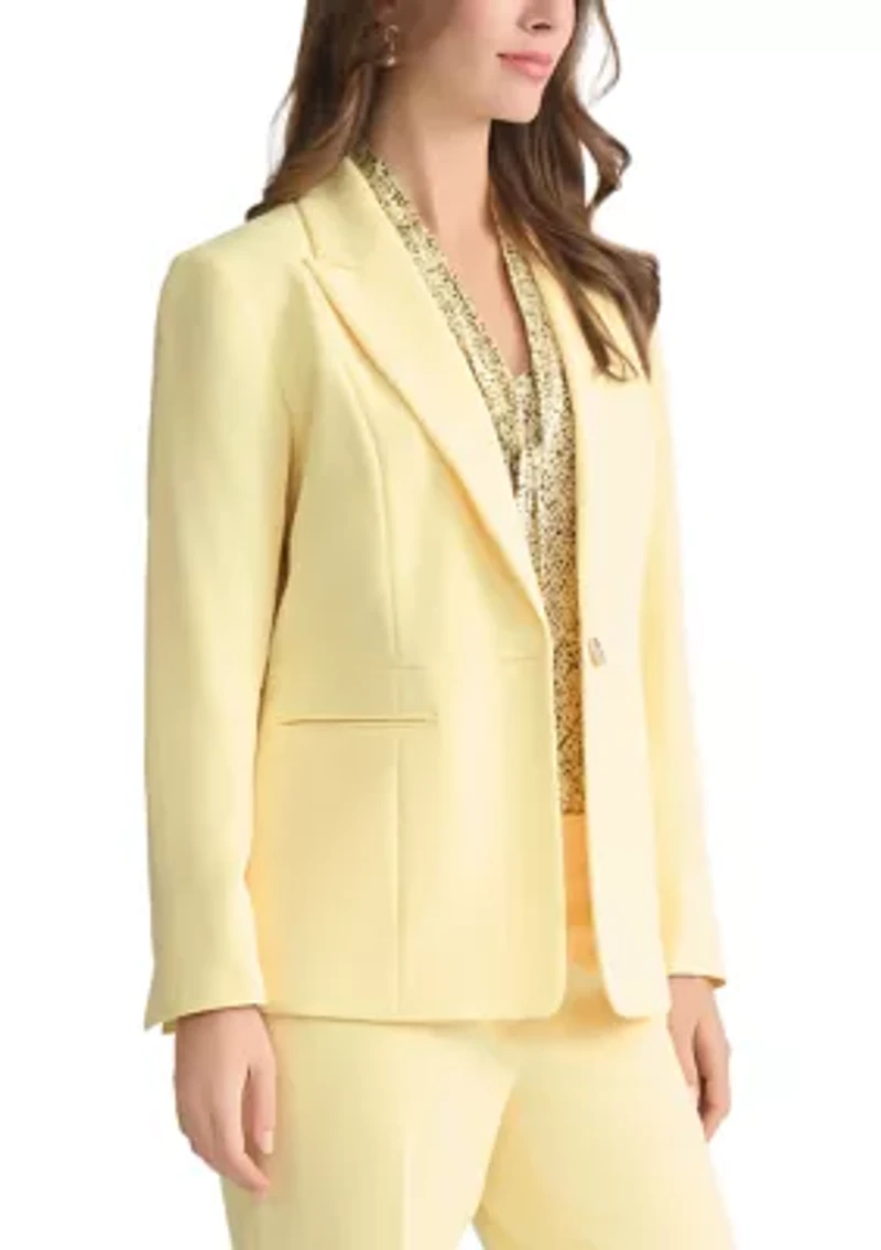 Women's Stretch Crepe 1 Button Peplum Jacket