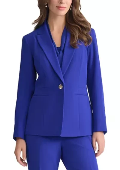 Petite Stretch Crepe 1 Button Peplum Jacket