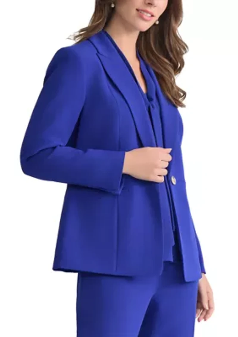 Petite Stretch Crepe 1 Button Peplum Jacket
