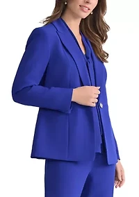 Petite Stretch Crepe 1 Button Peplum Jacket