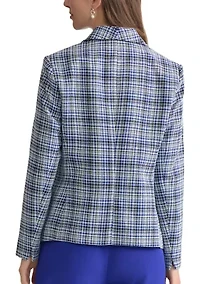 Petite Tweed One Button Shawl Collar Jacket