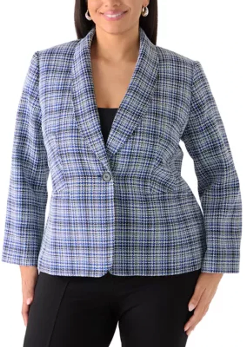 Plus Tweed One Button Jacket
