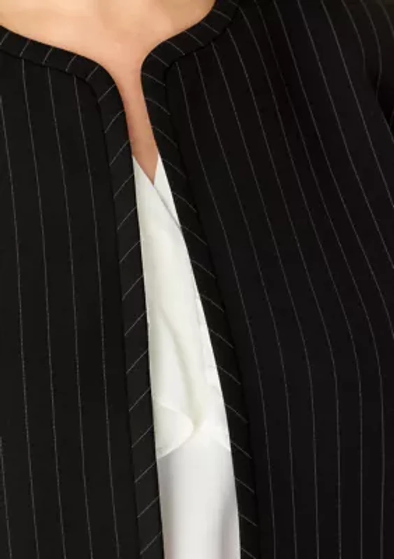 Plus Pinstripe Cardigan with Piping