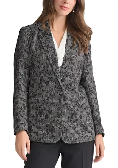 Women's Floral Print Ponte Button Jacket
